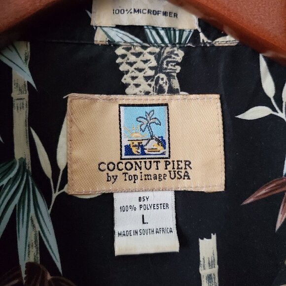 Coconut Pier By Top Image USA Button Down Tiki Bamboo Hawaiian Shirt Size Large - Picture 7 of 8